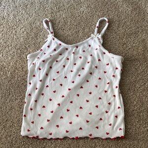 Art Class White and Red Heart Tank Top
